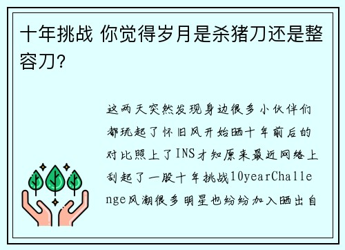 十年挑战 你觉得岁月是杀猪刀还是整容刀？